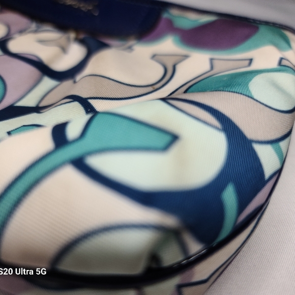 Coach Vintage Poppy Purple, Blue & Teal Monogram Wristlet - Picture 9 of 9